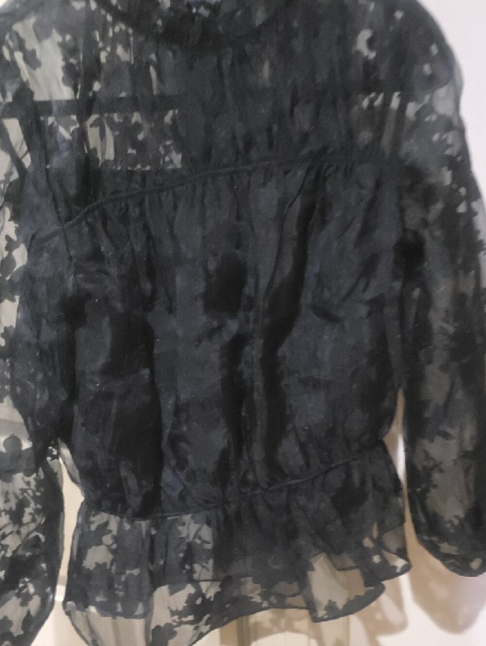 Marc New York Black Sheer Ruffled Blouse - Picture 3 of 6